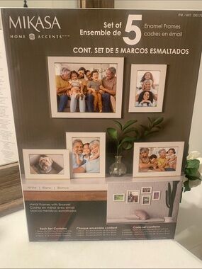 Mikasa White Enamel Picture Frame Set of 5- Brand New
